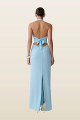 Valentina Chiffon Halter Maxi Dress — model back