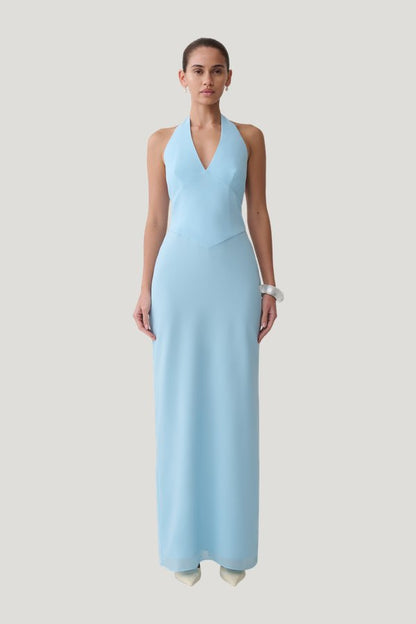 Valentina Chiffon Halter Maxi Dress — model front