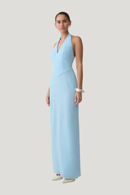 Valentina Chiffon Halter Maxi Dress — model side