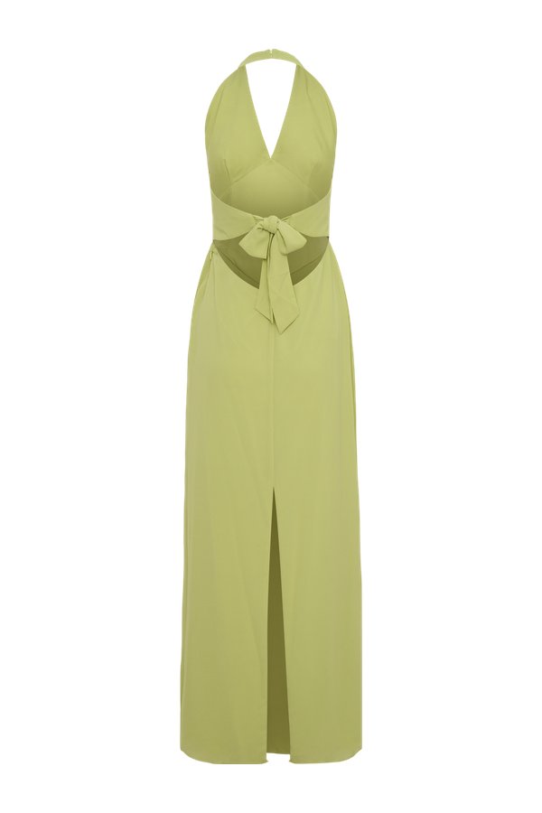 Valentina Chiffon Halter Maxi Dress - Pistachio — packshot