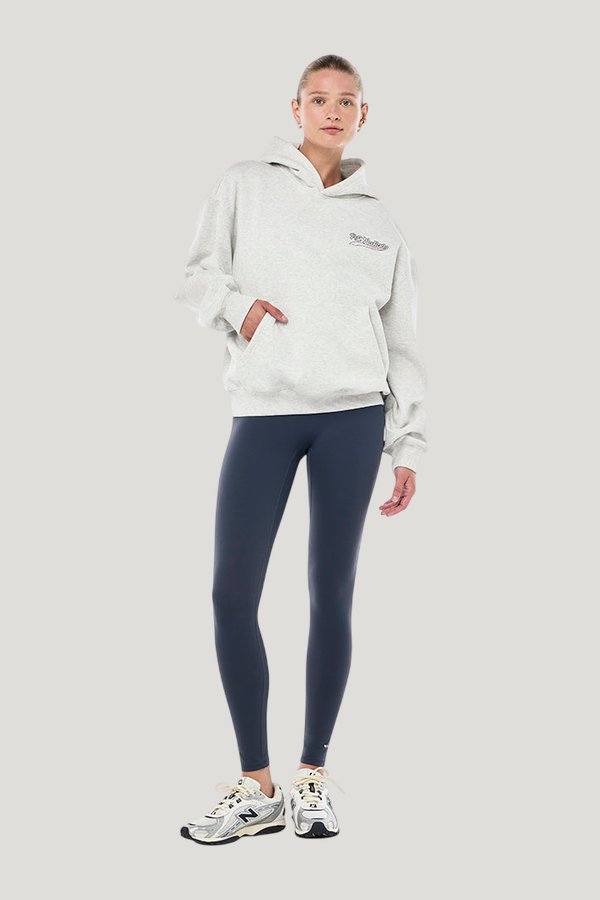 Varsity Oversized Hoodie In Grey Marle — model front