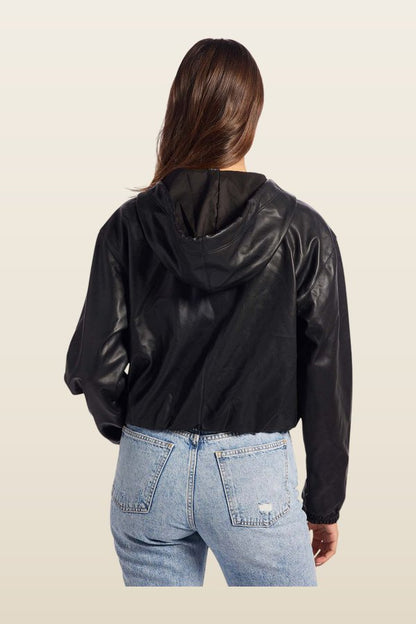 Vegan Leather Jacket — model back