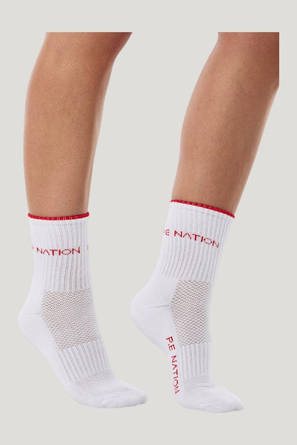 Vita Sock In White & College — model front