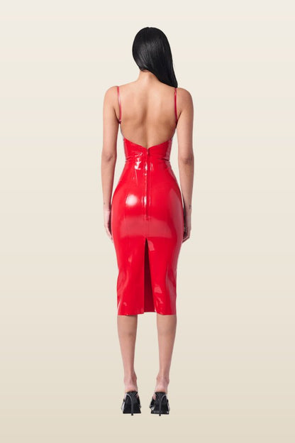Whistle Latex Midi Dress — model back