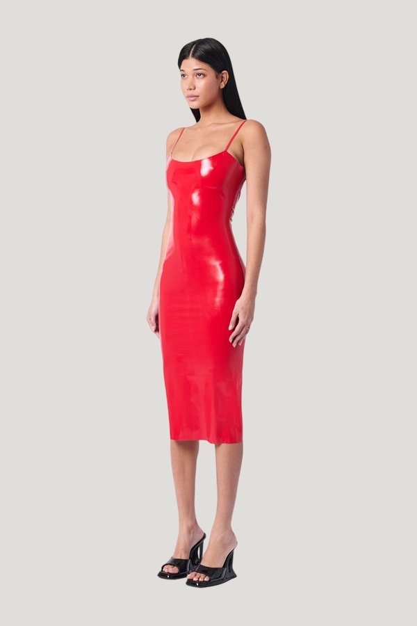 Whistle Latex Midi Dress — model side