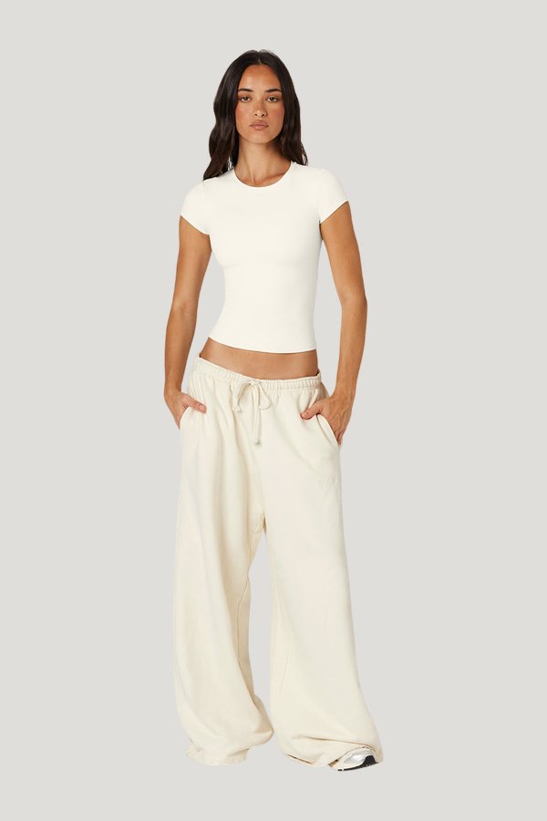 Wide Leg Sweatpants | Milk — model front