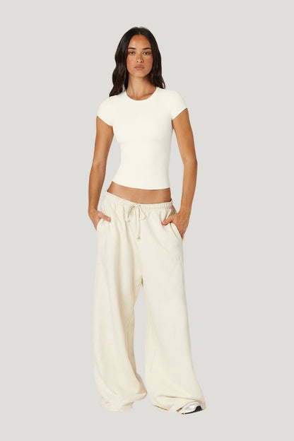 Wide Leg Sweatpants | Milk — model front