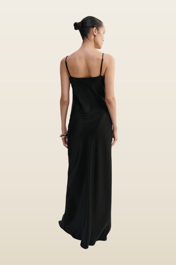 Winona Satin Dress, — model back