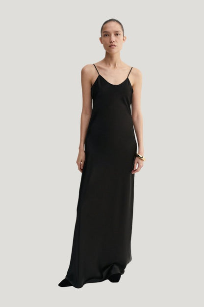Winona Satin Dress, — model front
