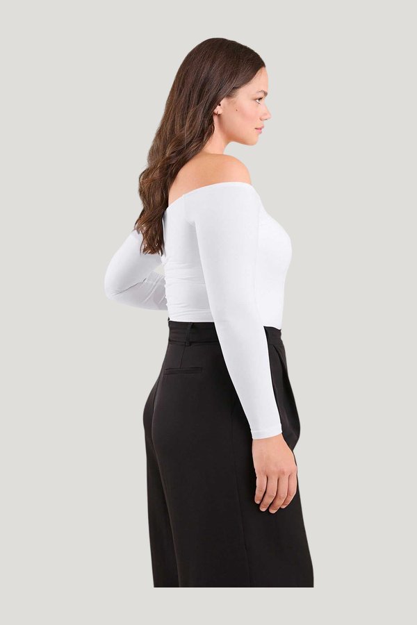 Off The Shoulder Bodysuit — model side