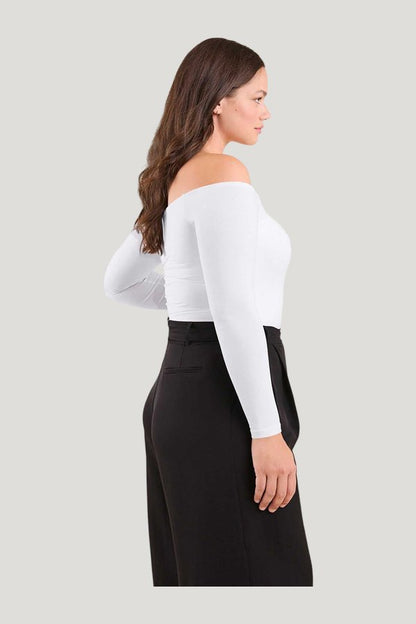 Off The Shoulder Bodysuit — model side