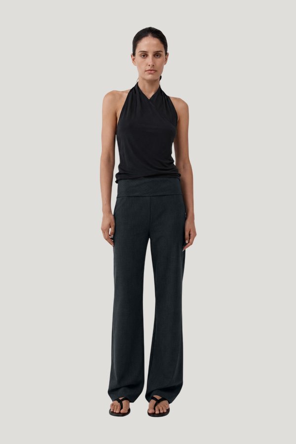 Wool Blend Studio Pants - Dark Graphite — model front