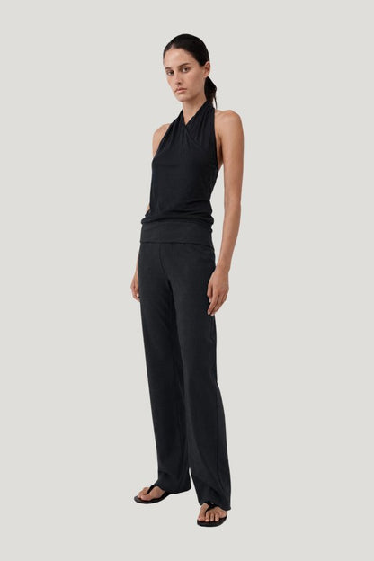 Wool Blend Studio Pants - Dark Graphite — model side