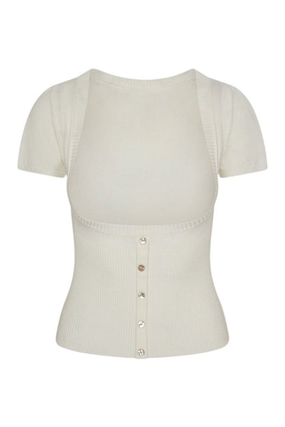 x JENNIE Sofia Knit Top - Coconut — packshot