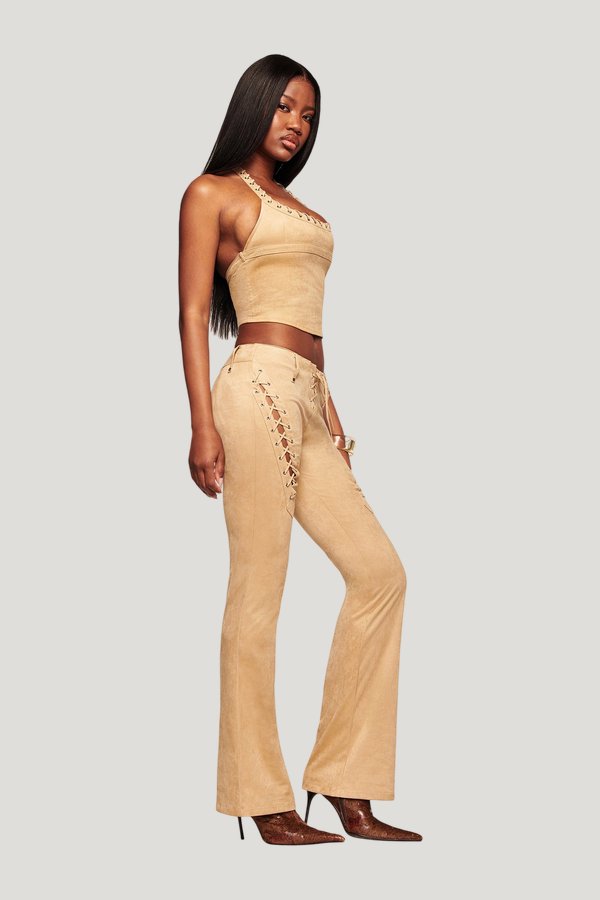 Xenia Suede Pant — model side