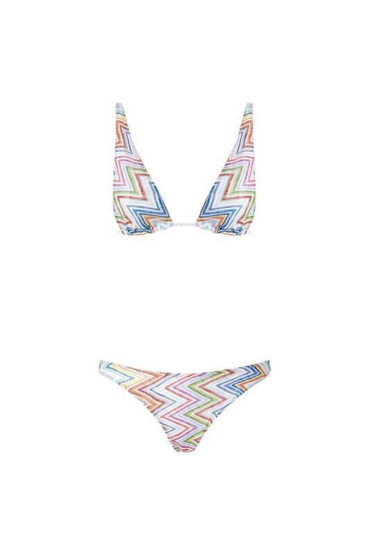 Zig zag printed fabric bikini with elongated top — packshot